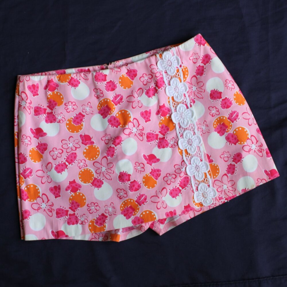 Lilly Pulitzer Vintage Ladybug dress shorts skort golf Guipure crochet lace 4